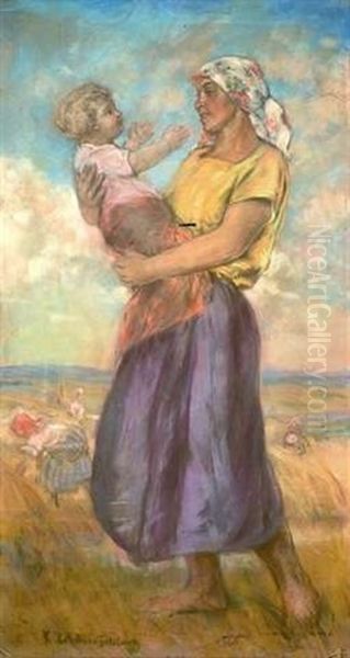 Bauerin Mit Ihrem Kind Oil Painting by Ekaterina Kachura-Falileeva