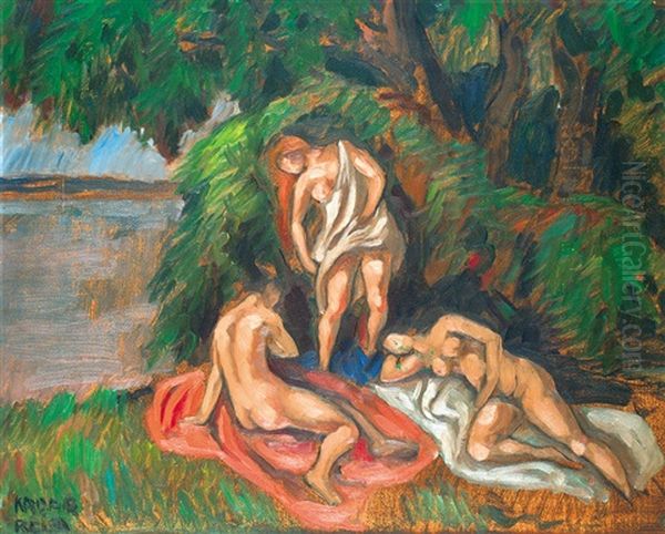 Bathers Oil Painting by Bela Kadar