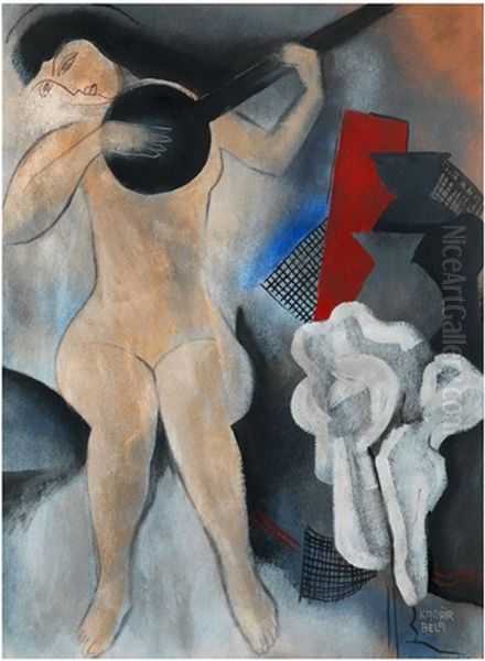 Hudebnice - Musicienne Oil Painting by Bela Kadar