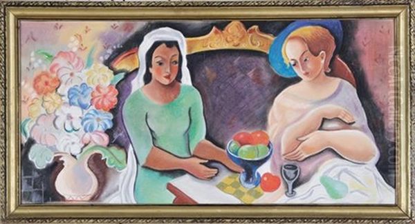 Women With Fruit Oil Painting by Bela Kadar
