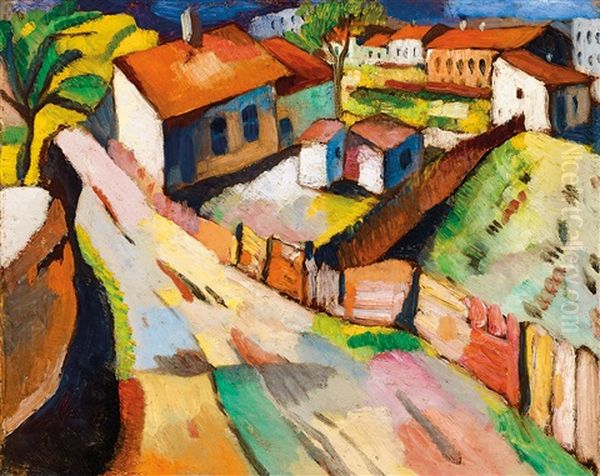 Town From Above Oil Painting by Bela Kadar