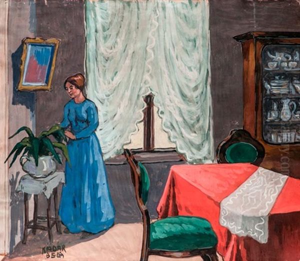 A Muvesz Otthona Oil Painting by Bela Kadar