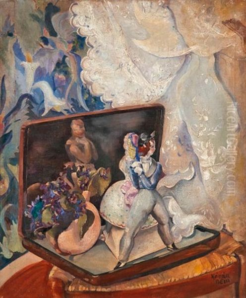 Porcelanfigurak Oil Painting by Bela Kadar