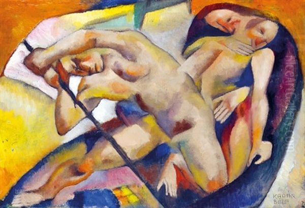 Nudes (scene) Oil Painting by Bela Kadar