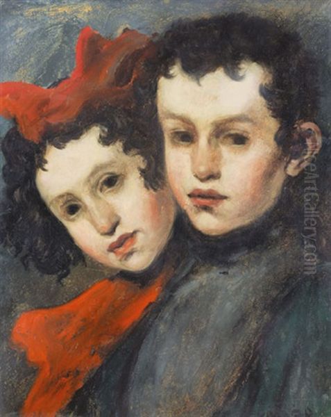 Brothers Oil Painting by Bela Kadar