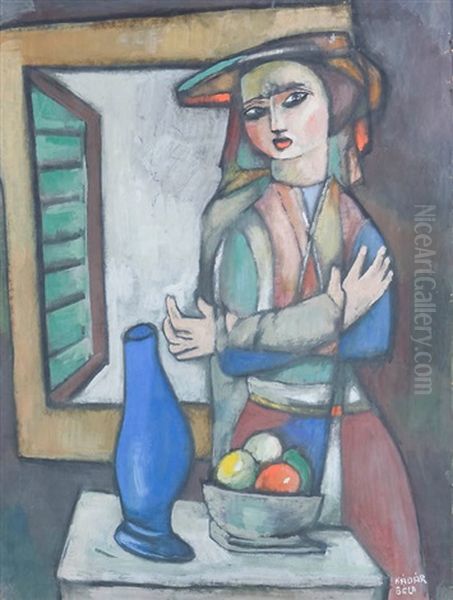 Kobieta Przy Stole Oil Painting by Bela Kadar