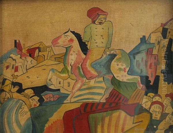Modern/abstrakt Mit Reiter Oil Painting by Bela Kadar