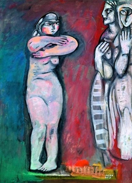 Femme Et Sculpture Oil Painting by Bela Kadar