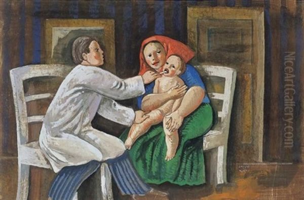 Jelenet (scene) Oil Painting by Bela Kadar