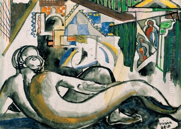 Akt Muteremben Oil Painting by Bela Kadar