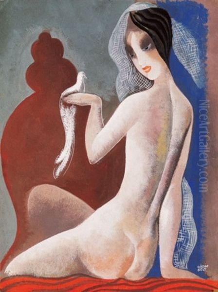 Akt Madarral Oil Painting by Bela Kadar