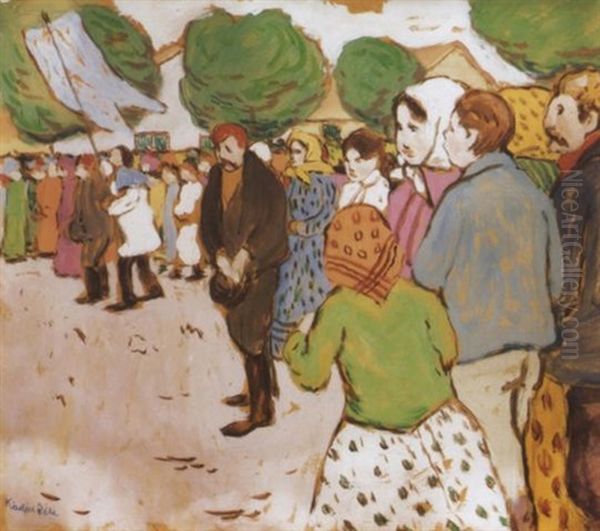 Processzio (procession) Oil Painting by Bela Kadar