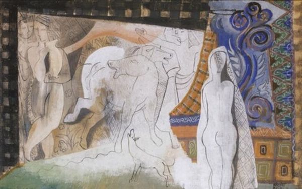 Jelenet (scene) Oil Painting by Bela Kadar