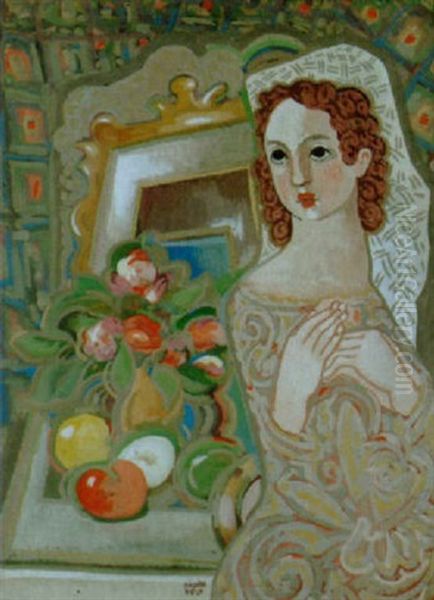 Atelierinterieur Mit Einer Jungen Frau Oil Painting by Bela Kadar