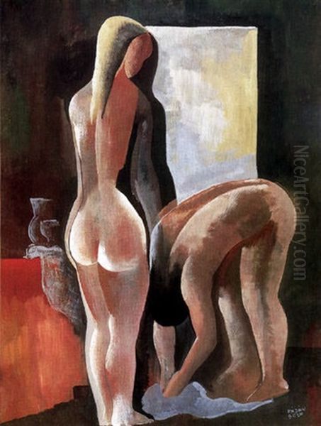 Furdozok Oil Painting by Bela Kadar