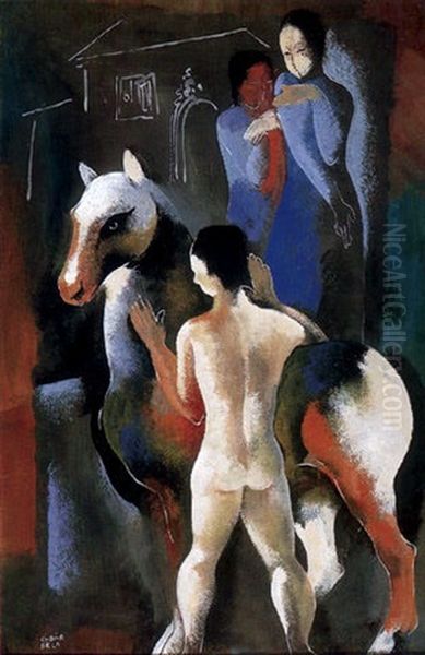 Akt Loval Oil Painting by Bela Kadar