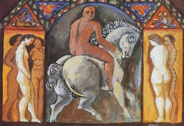 Lovas Aktokkal Oil Painting by Bela Kadar