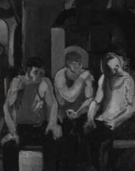 Die Schmiede-werkstatt Oil Painting by Bela Kadar