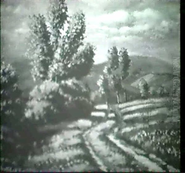 Sommerliche Landschaft                                      (ol Auf Rupfen) Oil Painting by Bela Kadar