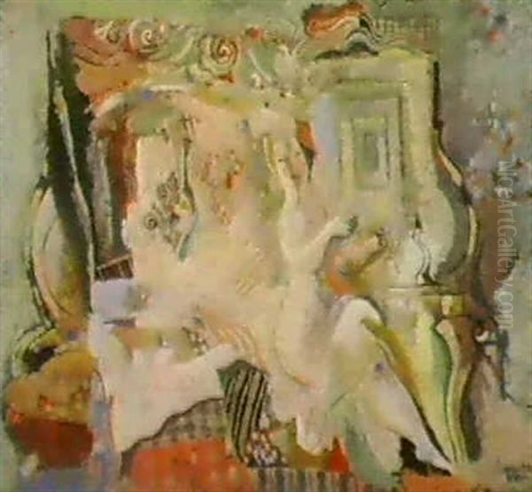 Weiblicher Akt Vor Einem Toilettentisch Oil Painting by Bela Kadar