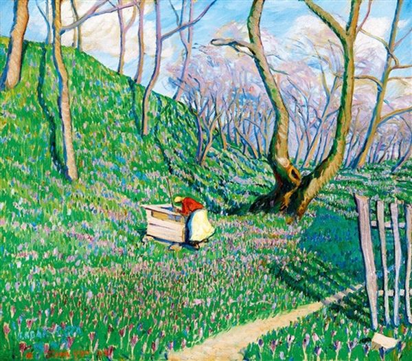 Spring In Nagybanya, 1918 Oil Painting by Geza Kadar