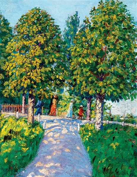 Park In Nagybanya Oil Painting by Geza Kadar