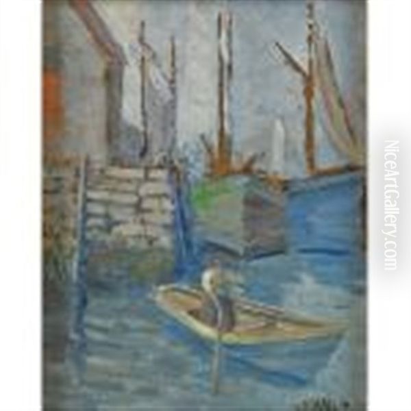 Man In Rowboat Oil Painting by Charles Salis Kaelin