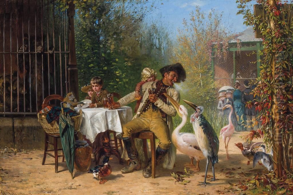 At The Zoo Oil Painting by Frederik Hendrik Kaemmerer