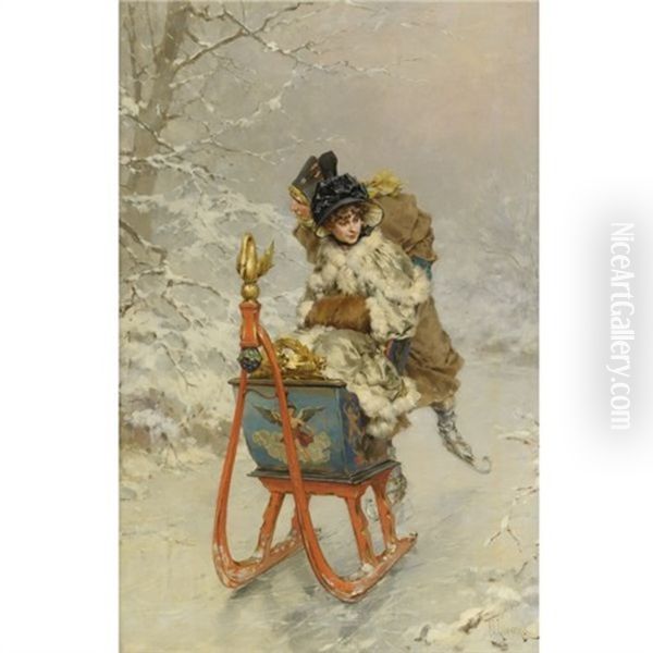The Sleigh Ride Oil Painting by Frederik Hendrik Kaemmerer