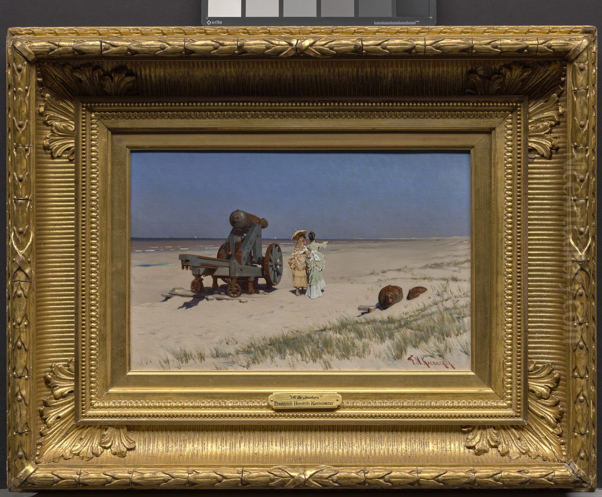 At The Seashore Oil Painting by Frederik Hendrik Kaemmerer