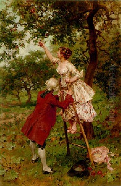 Apple Picking Oil Painting by Frederik Hendrik Kaemmerer