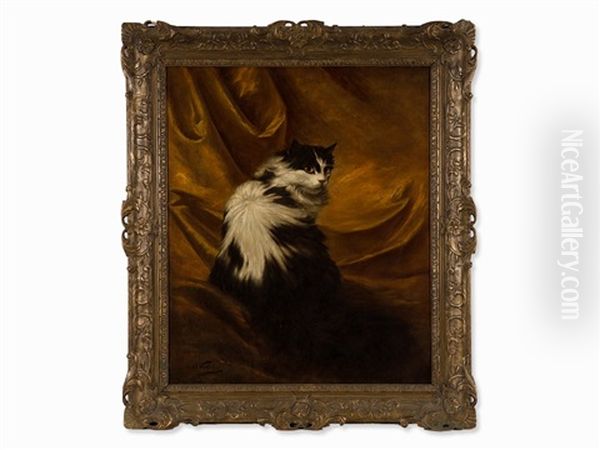 Portrait Of A Cat Oil Painting by Carl Kahler