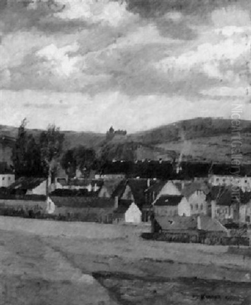 Blick Uber Klosterneuburg Auf Burg Kreuzenstein Oil Painting by Max Kahrer