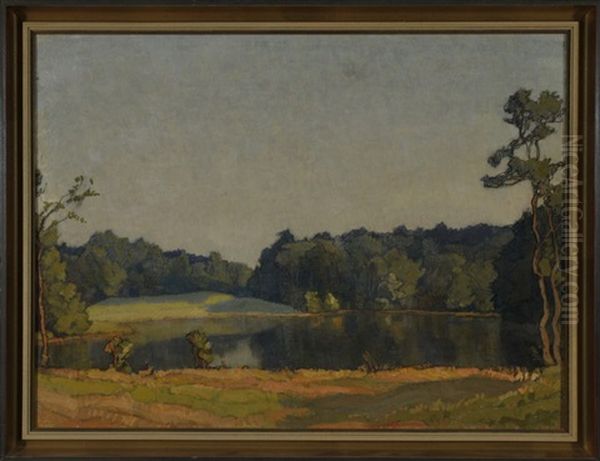 Idyllischer Waldsee Im Abendlicht Oil Painting by Richard Kaiser