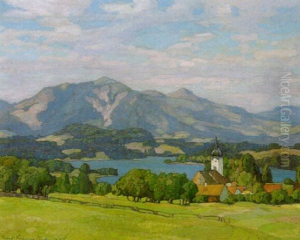 Oberbayerische Landschaft Mit Einer Barockkirche Oil Painting by Richard Kaiser