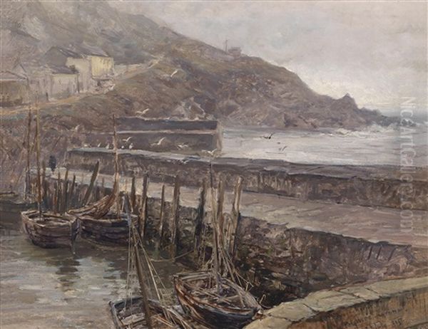 Polperro-cornwall Oil Painting by Carl Kaiser-Herbst