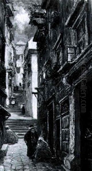Schmale Gasse Oil Painting by Carl Kaiser-Herbst