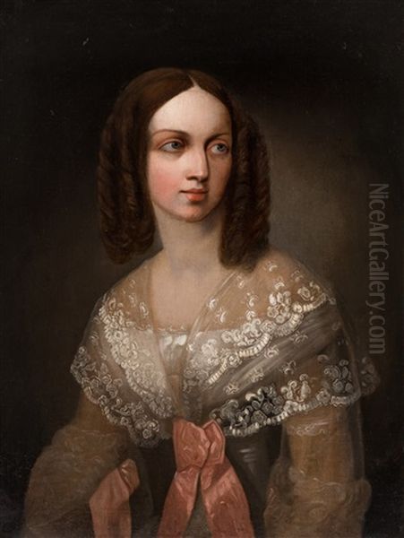 Portrait Of Countess Aleksandra Vladimirovna Musina-pushkina Oil Painting by David Kakabadze