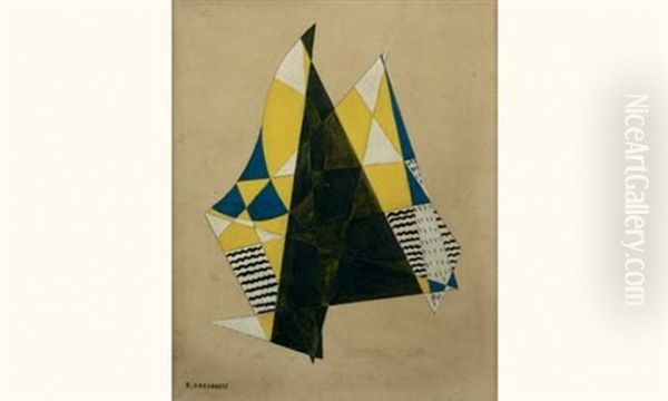 Composition Abstraite Oil Painting by David Kakabadze