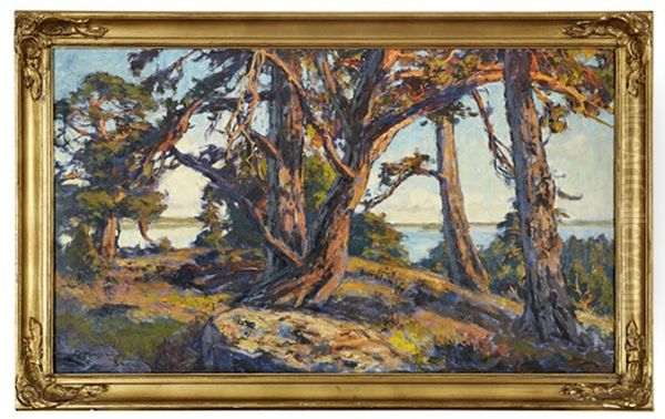 Tallskog I Solljus Oil Painting by Gottfrid Kallstenius