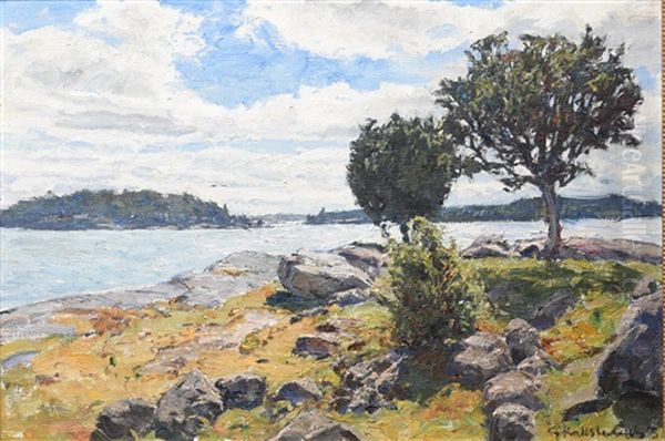 Skargardslandskap Oil Painting by Gottfrid Kallstenius