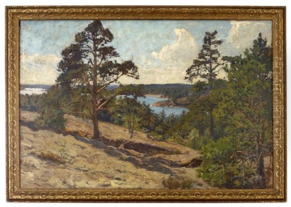 Skargardslandskap Med Tallar Oil Painting by Gottfrid Kallstenius