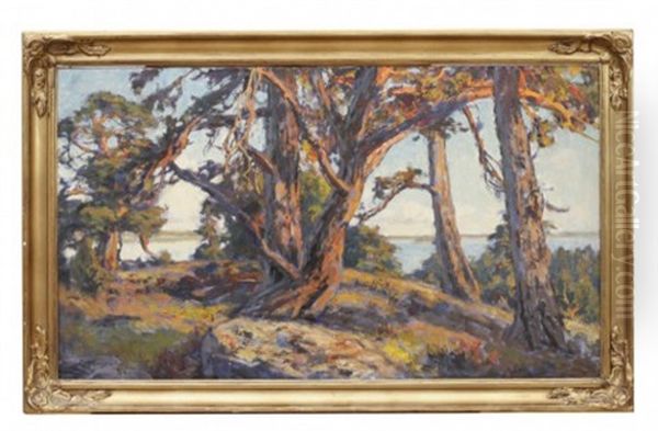 Skargardsmotiv Oil Painting by Gottfrid Kallstenius