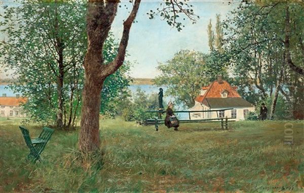 Moteplatsen Oil Painting by Gottfrid Kallstenius