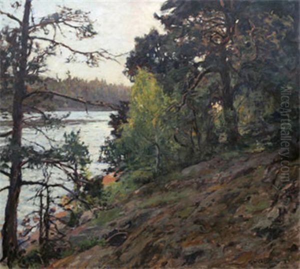 Landskap Oil Painting by Gottfrid Kallstenius
