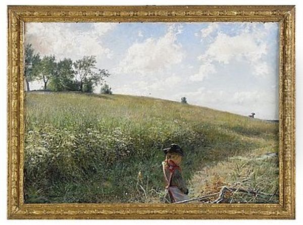 Flicka Pa Sommarang Oil Painting by Gottfrid Kallstenius
