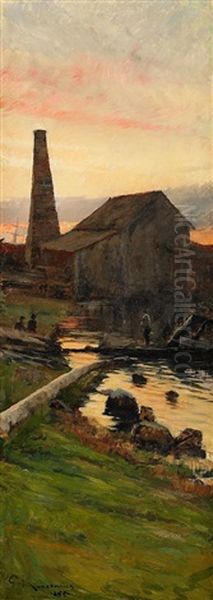 Smedjan Oil Painting by Gottfrid Kallstenius