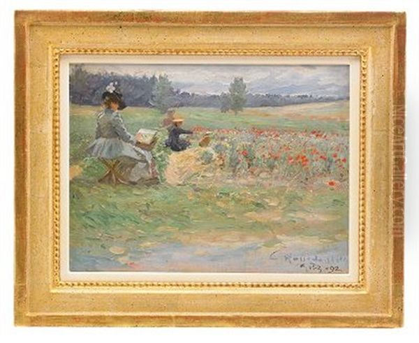 Svenska Malare I Grez Oil Painting by Gottfrid Kallstenius