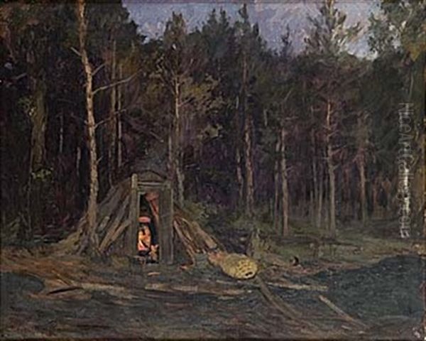 Afton Vid Kolarekoja Oil Painting by Gottfrid Kallstenius