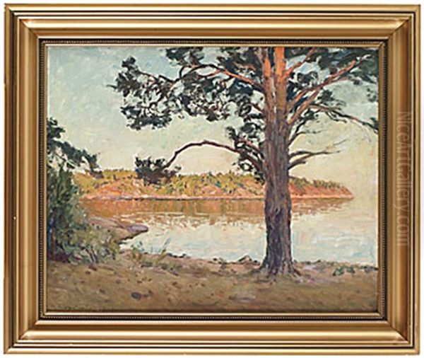 Aftonsol I Skargarden Oil Painting by Gottfrid Kallstenius